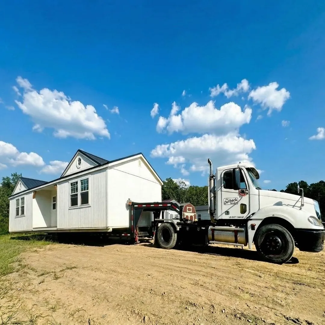 Outback Barn building being delivered to customer property