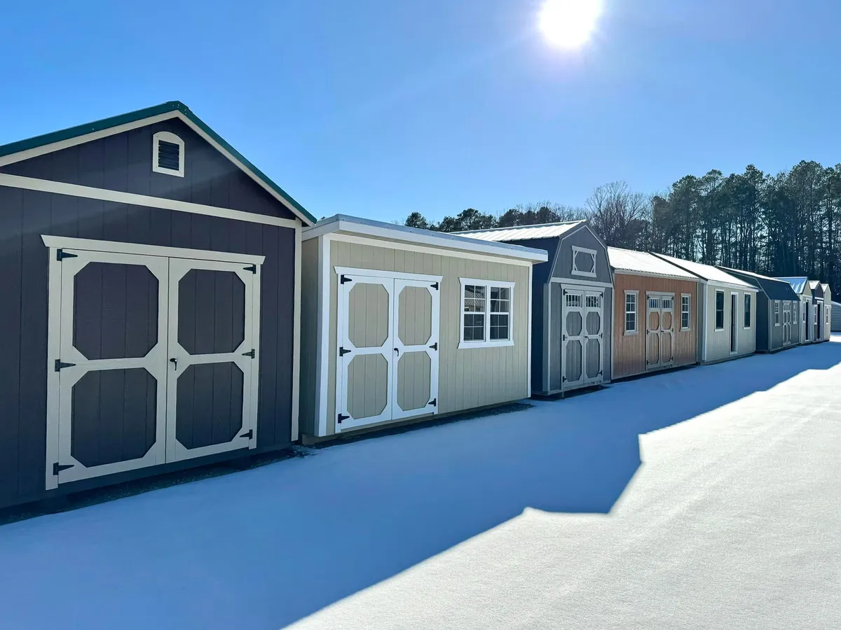 Row of different Outback Barn building styles on the lot